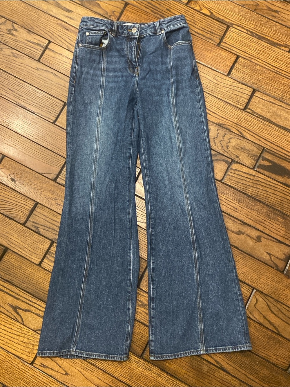 Reiss Juniper Women's High-Rise Wide Leg Jeans - Dark Blue